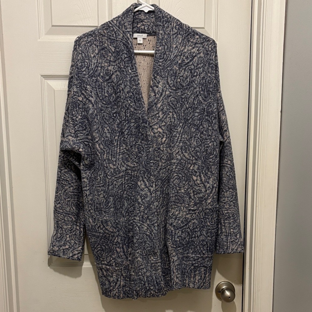 Pure Jill Tranquility Fleece Jacket  Long Sleeve Paisley Pockets